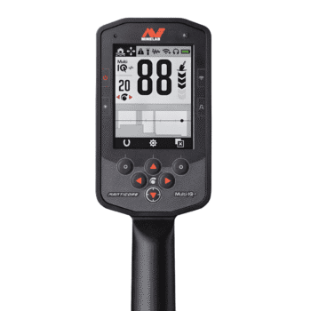 Pantalla del Minelab Manticore con identificación de objetivos y tecnología Multi IQ