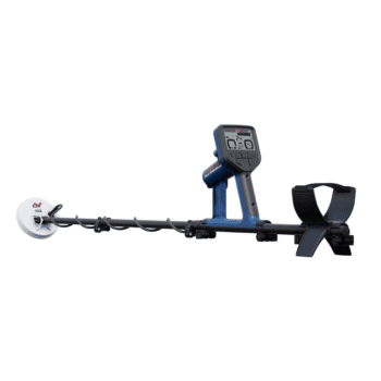 Minelab Gold Monster 2000 con bobina de alta sensibilidad sobre fondo blanco.