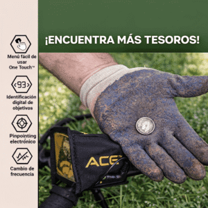 Moneda de plata recuperada con el detector Garrett ACE 400i en campo.