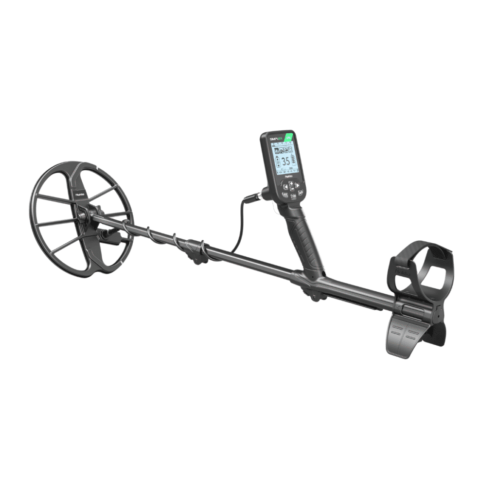 Detector de metales Nokta Simplex Lite, diseño ergonómico para principiantes.