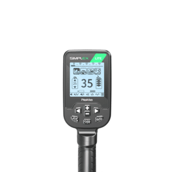 Pantalla del detector de metales Nokta Simplex Lite mostrando interfaz intuitiva.