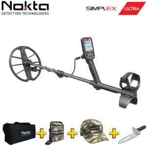 Kit completo Nokta Simplex Ultra con accesorios de búsqueda incluidos.