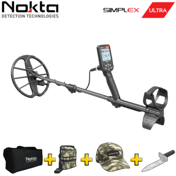 Kit completo Nokta Simplex Ultra con accesorios de búsqueda incluidos.