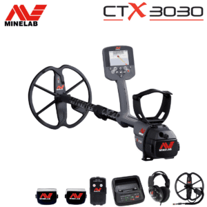 Kit completo Minelab CTX 3030 con módulo inalámbrico WM 10 y accesorios.