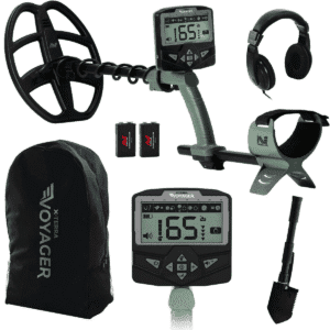 Detector de metales Minelab X-Terra Voyager con accesorios completos incluyendo audífonos, mochila y pala