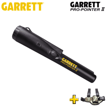Garrett Pro-Pointer II con clip para cordón de seguridad y accesorios oficiales.