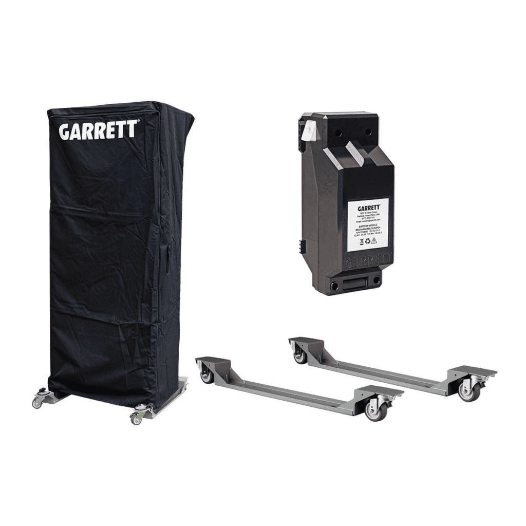 Sistema de ruedas Garrett para traslado rápido de arcos detectores Paragon.