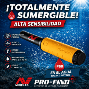 Panel de control simple del Minelab Pro-Find 15 con botón de encendido único.