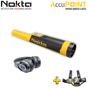 Accesorios del Nokta AccuPOINT: auriculares inalámbricos de alta fidelidad y funda táctica de transporte.