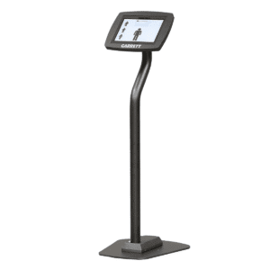 Quiosco de flujo seguro Garrett con pantalla táctil para control de accesos.
