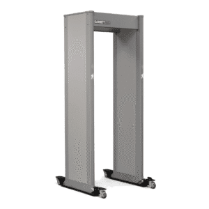 Detector de metales de paso Garrett PD6500i con tecnología de discriminación de objetos personales y base móvil para eventos o entidades.