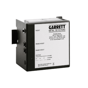 Batería de respaldo para arco detector Garrett PD6500 con puertos de comunicación RS485 integrados y ensamble modular para instalación rápida.