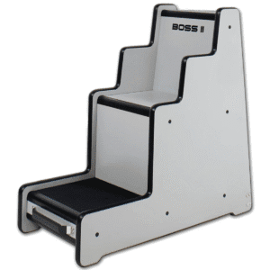 Silla escáner BOSS II para detección de metales en cavidades corporales con diseño escalonado gris y negro para cárceles.