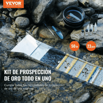 Kit completo de prospección de oro VEVOR de 50 pulgadas en uso en entorno de río.