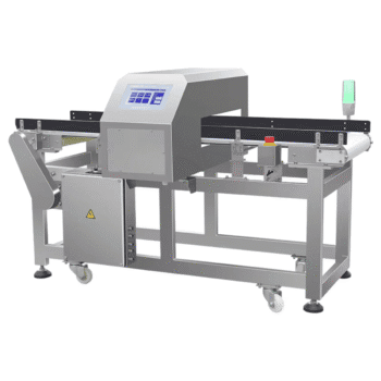 Detector de metales para alimentos Coso AR con banda transportadora industrial.