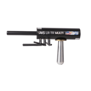 Detector de largo alcance AKS LR-TR MULTI negro con mango metálico y antenas sobre fondo blanco.