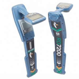Radiodetection RD7200 — Vista frontal y trasera del localizador de tuberías de precisión