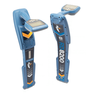 Radiodetection RD8200 — Vista frontal y trasera del localizador de tuberías de precisión